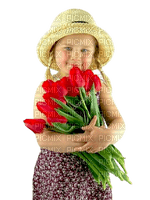 Little Girl with tulips - бесплатно png