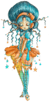 anime girl orange blue - Free PNG