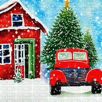 kikkapink vintage background car christmas - Gratis animeret GIF