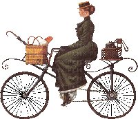 Vintage Woman on Bicycle - Ingyenes animált GIF