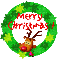 Merry Christmas Deer - GIF animasi gratis