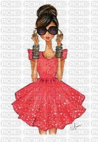 Lady in Red Short Dress - Free PNG