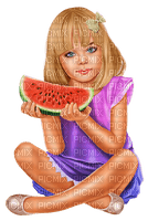 Girl. Children. Watermelon. Summer. Leila - Free PNG