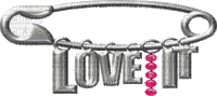 Kaz_Creations Deco Pin Text Love It - Darmowy animowany GIF