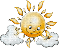 Kaz_Creations Cartoons Cartoon Sun With Clouds - безплатен png