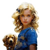 Petite fille avec son chien - png gratuito