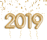 2019 text gold deco or - Free PNG