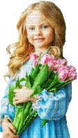 soave children girl animated spring flowers tulips - Бесплатный анимированный гифка