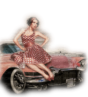 woman-pink-sitting-car-minou52 - png gratis