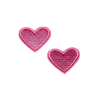 two pink embroidered hearts - Free PNG