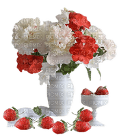 Kaz_Creations Deco Flowers Colours Vase Strawberries - PNG gratuit