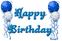 happy birthday text blue - GIF animé gratuit