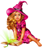 Girl.Witch.Child.Magic.Halloween.Pink - nemokama png
