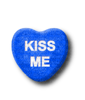 Kiss Me.Candy.Heart.White.Blue - Free PNG
