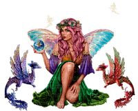 Y.A.M._Fantasy woman girl dragons - фрее пнг