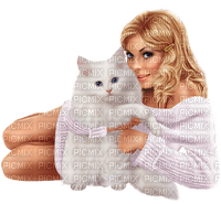 Woman with her cat. Leila - nemokama png
