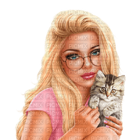 woman summer cat - фрее пнг