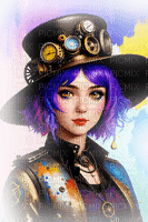 sm3 steampunk rainbow hat girl anime png - gratis png