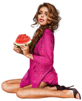 Woman, watermelon, summer, Leila - gratis png