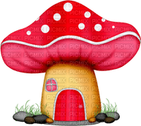 red mushroom fairy house Bb2 - png ฟรี