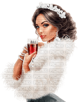 woman with drink - PNG gratuit