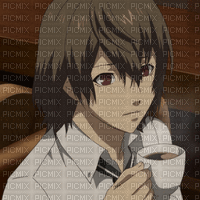 Goro Akechi drink Coffee - Free animated GIF