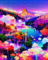 fantasy rainbow background landscape - 免费PNG