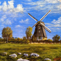 Rena Hintergrund Windmühle Landschaft - 無料png