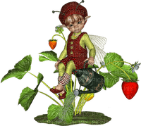 elf elfe garden fantasy tube plant fleur strawberry jardin can watering can arrosoir spring printemps - png gratis