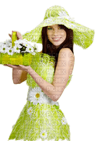 Femme avec un chapeau vert - gratis png