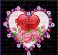 image encre animé effet coeur je t'aime fleurs roses edited by me - Бесплатный анимированный гифка