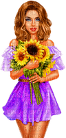 Woman And Sunflowers - PNG gratuit