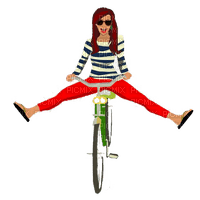 #girl #woman #glasses #happy #cycling - PNG gratuit