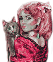 Y.A.M._Fantasy woman girl cat - ilmainen png