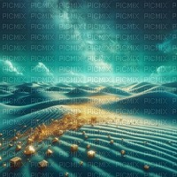 Teal Desert with Gold Scattered about - gratis png