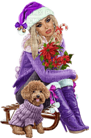 Kaz_Creations Colour Girls Christmas Noel Dog Pup - Free PNG