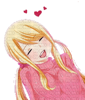 manga girl pink anime smile happy - GIF animé gratuit