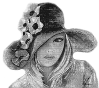 Y.A.M._Vintage Lady woman hat black-white - png grátis