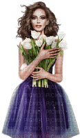 Woman with tulips. Spring. Easter. Leila - бесплатно png