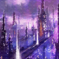 kikkapink cyber city animated gif background - Bezmaksas animēts GIF