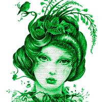 Y.A.M._Art Fantasy woman girl green - PNG gratuit