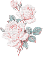 soave deco rose branch vintage pink teal - Free PNG