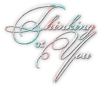 soave text thinking of you pink teal - PNG gratuit