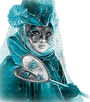 soave woman mask venice carnival black white teal - 免费PNG