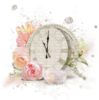 minou-clock and flower - besplatni png