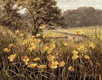 LANDSCAPE ROSALIA73 VINTAGE SEPIA FLOWERS - Free animated GIF