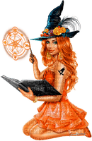 Woman.Witch.Magic.Halloween.Orange.Black - gratis png