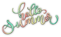 soave text hello summer pink green yellow - δωρεάν png