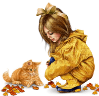 Girl, cat. Fall. Autumn. Leila - безплатен png