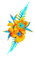 Animated.Flowers.Orange.Blue - By KittyKatLuv65 - GIF เคลื่อนไหวฟรี